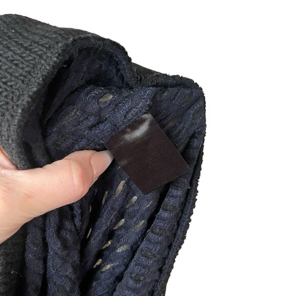 Tibi Medium Tunic Sweater Black Black Perforated Popover Wool Blend - Picture 3 of 8